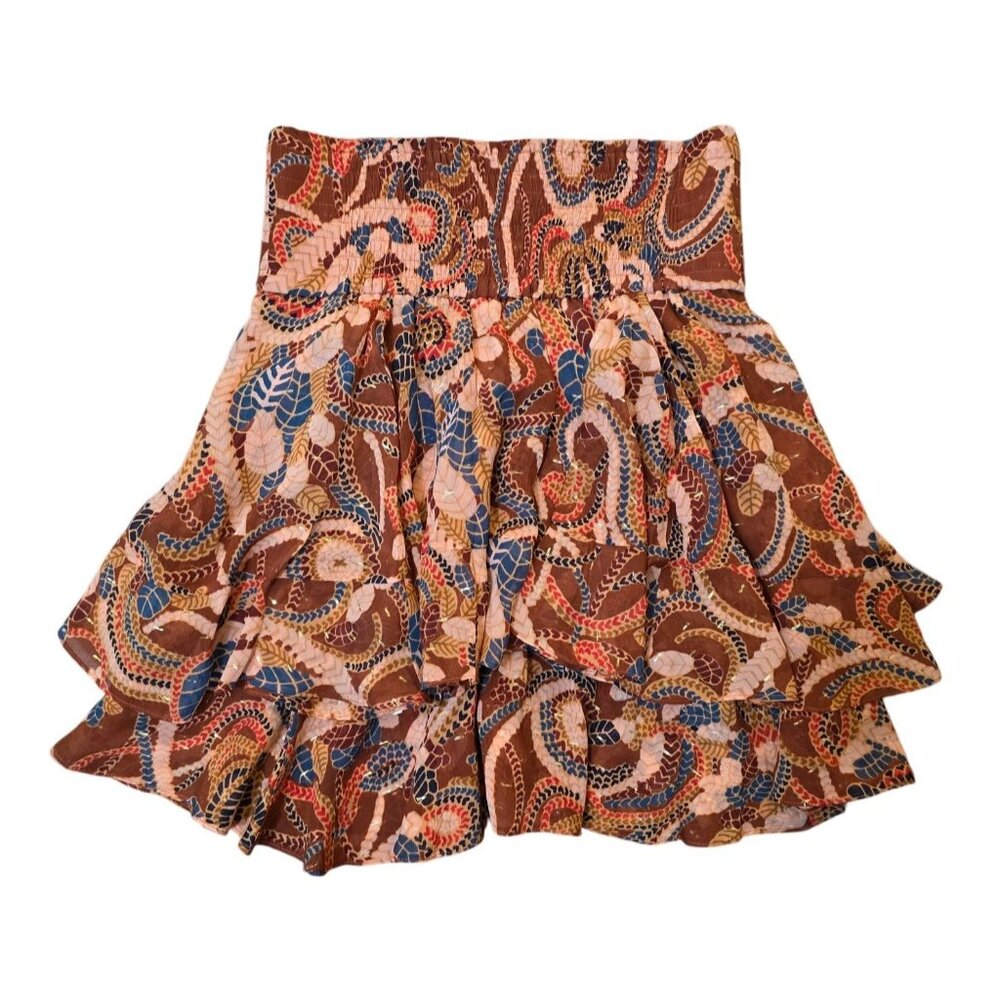 A.L.C. NWT Metallic Silk Skirt Tiered Ruffle Mini 6 ALC - Picture 2 of 6